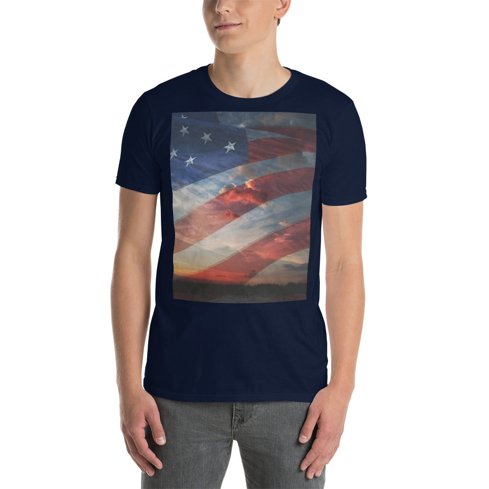 American flag trucker shirt